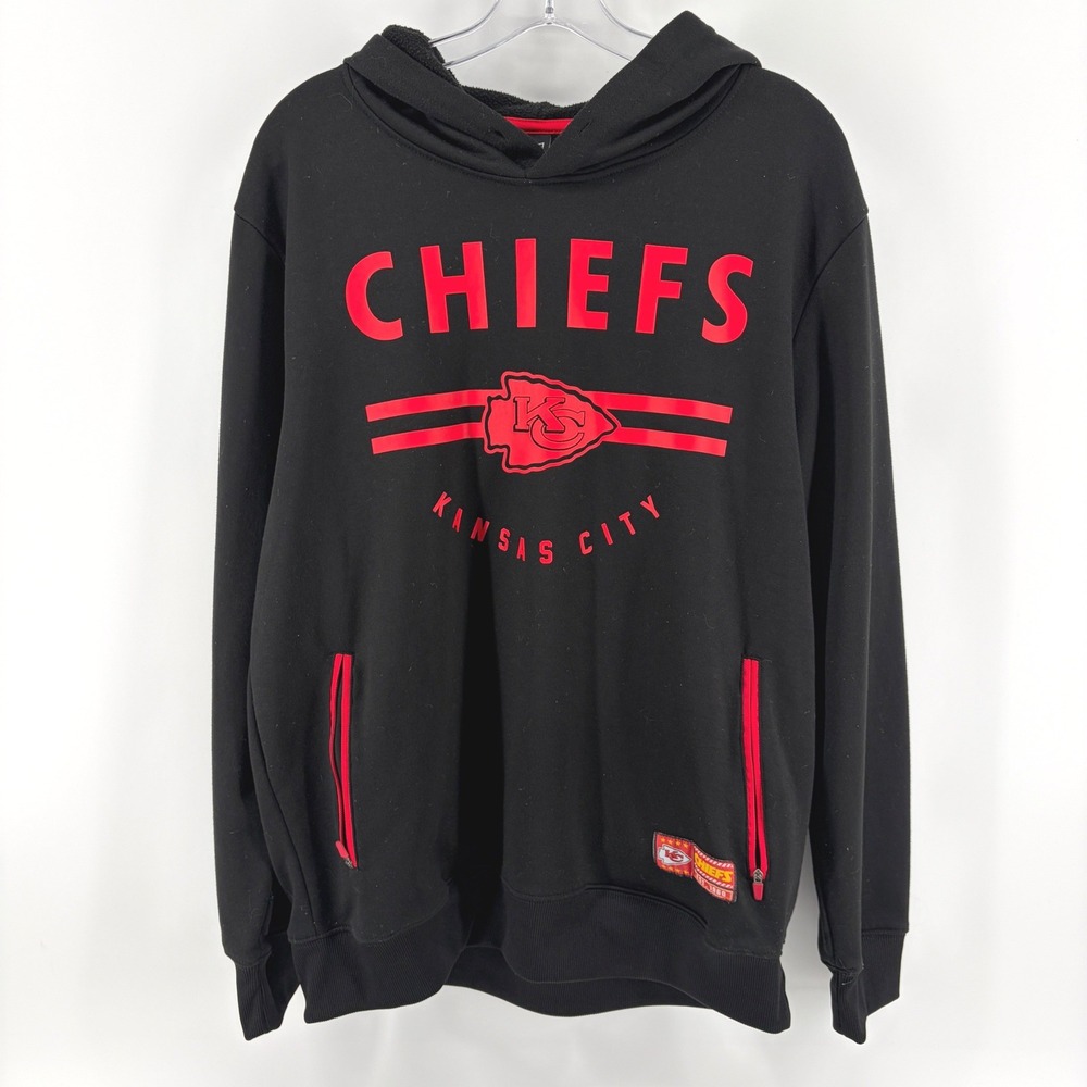 NFL Team Kansas City Chiefs Hoodie Mens M Black Red Pullover NFL Sweater